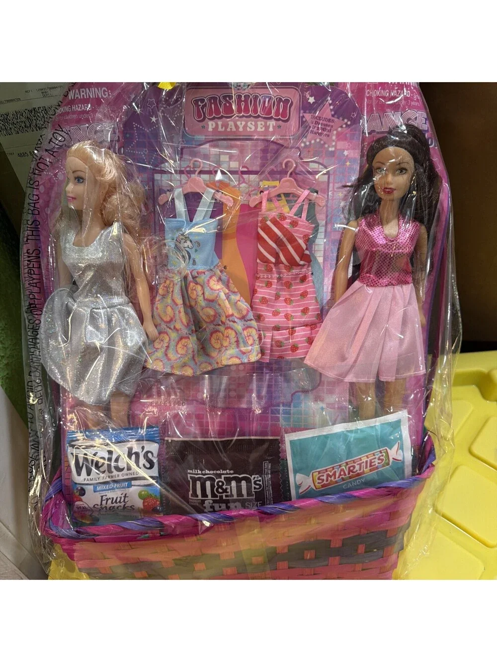 Toy Girl Dolls  Gift Basket Filled With Goodies And Dresses. New
